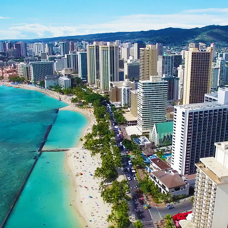 ハワイ不動産 ワイキキ 中心部のコンドミニアム群の写真